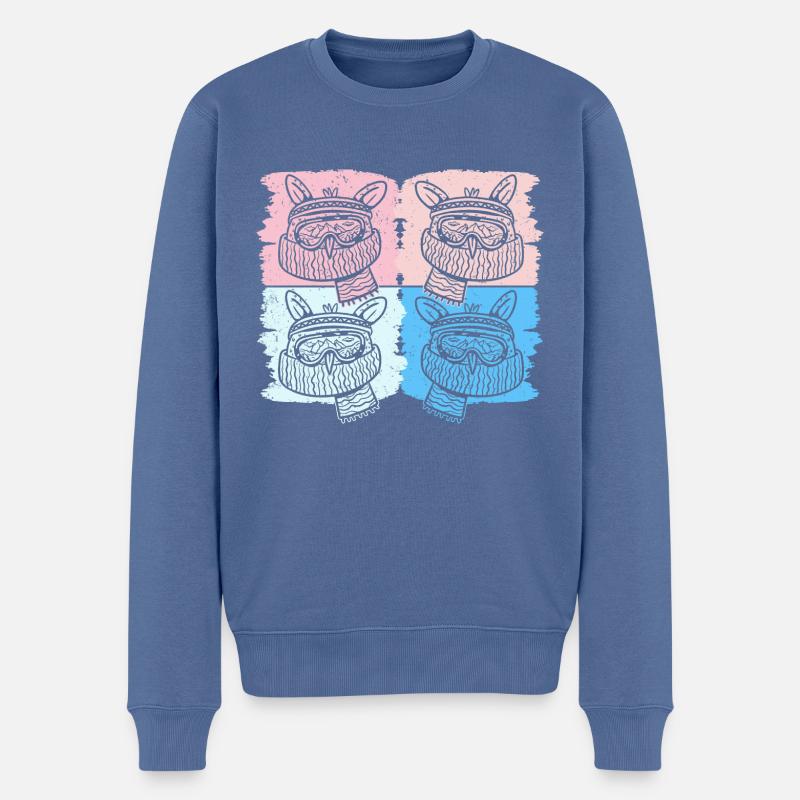 Frieren - Owl Froze Retro - Männer Premium Bio Pullover - Taubenblau