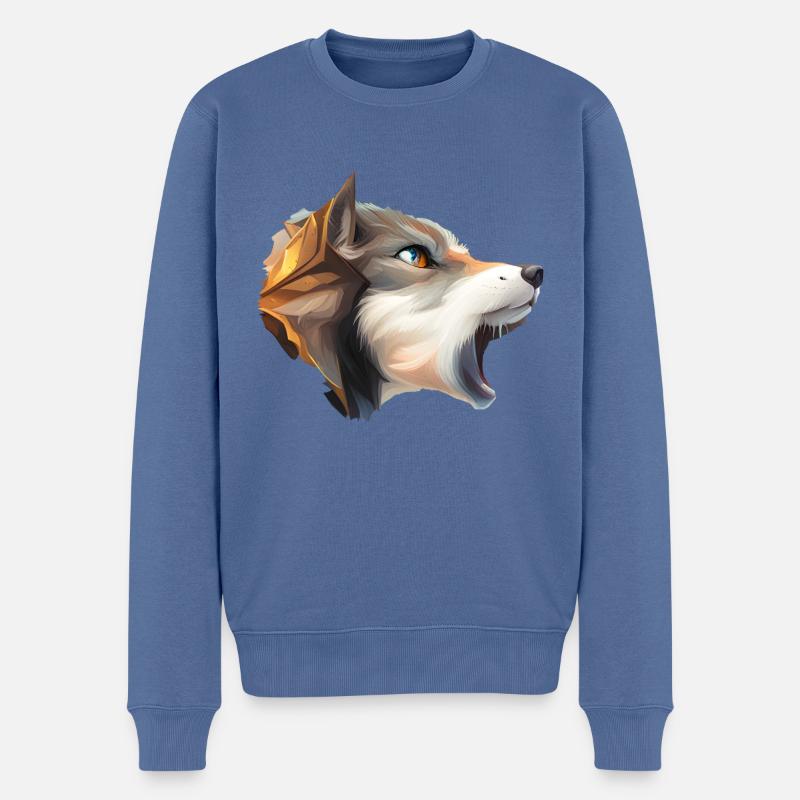 Wolf - Männer Premium Bio Pullover - Taubenblau