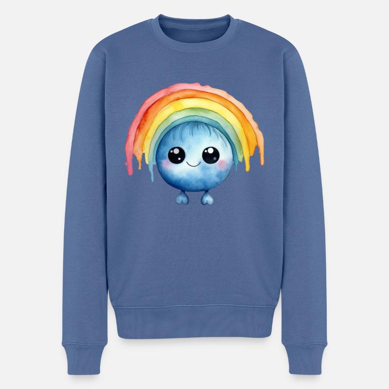Regenbogen Wasserfarben Zeichnung - Männer Premium Bio Pullover - Taubenblau