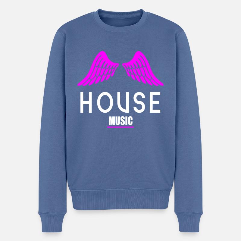 House - Männer Premium Bio Pullover - Taubenblau