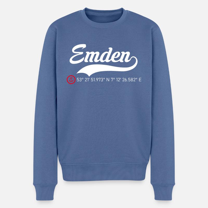 Emden Koordinaten - Männer Premium Bio Pullover - Taubenblau