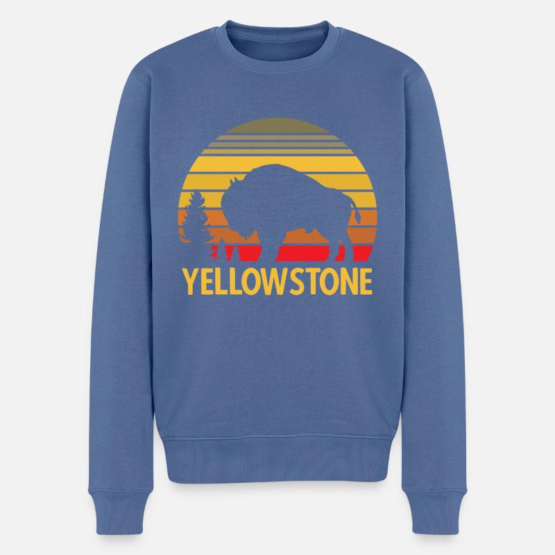 Bison Retro Stiere Büffellove Spruch - Männer Premium Bio Pullover - Taubenblau