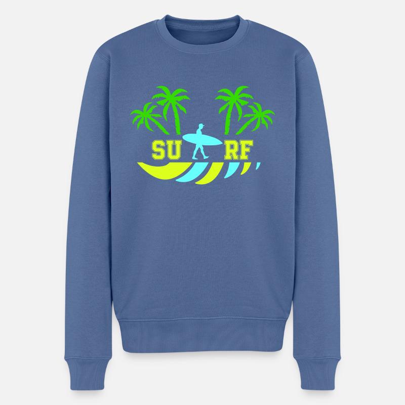 surf - Männer Premium Bio Pullover - Taubenblau