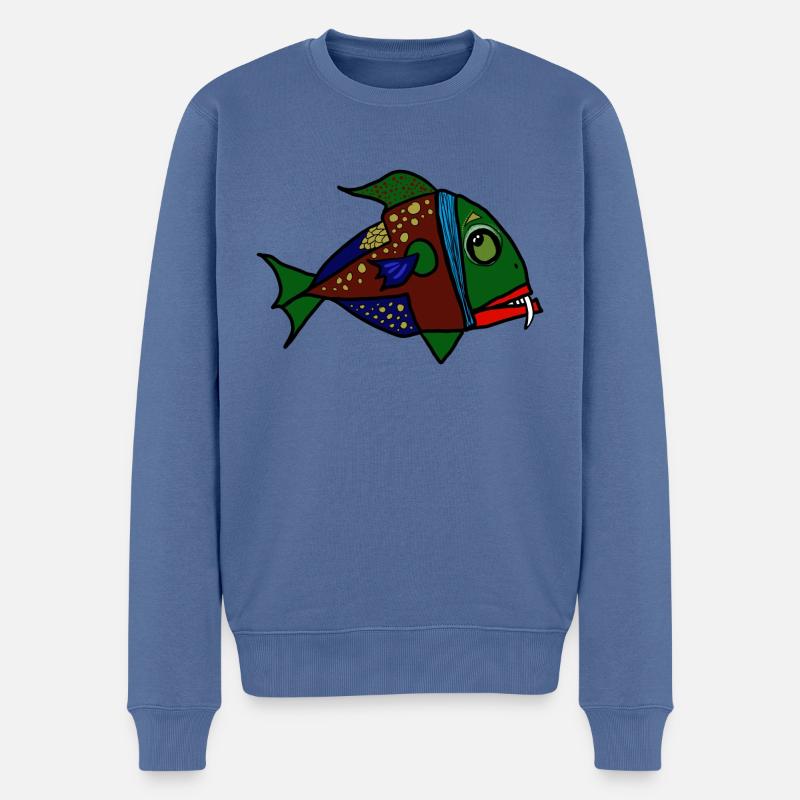 fisch anglerfisch - Männer Premium Bio Pullover - Taubenblau