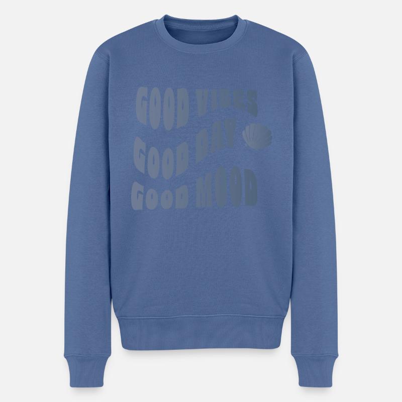 Good Mood - Männer Premium Bio Pullover - Taubenblau