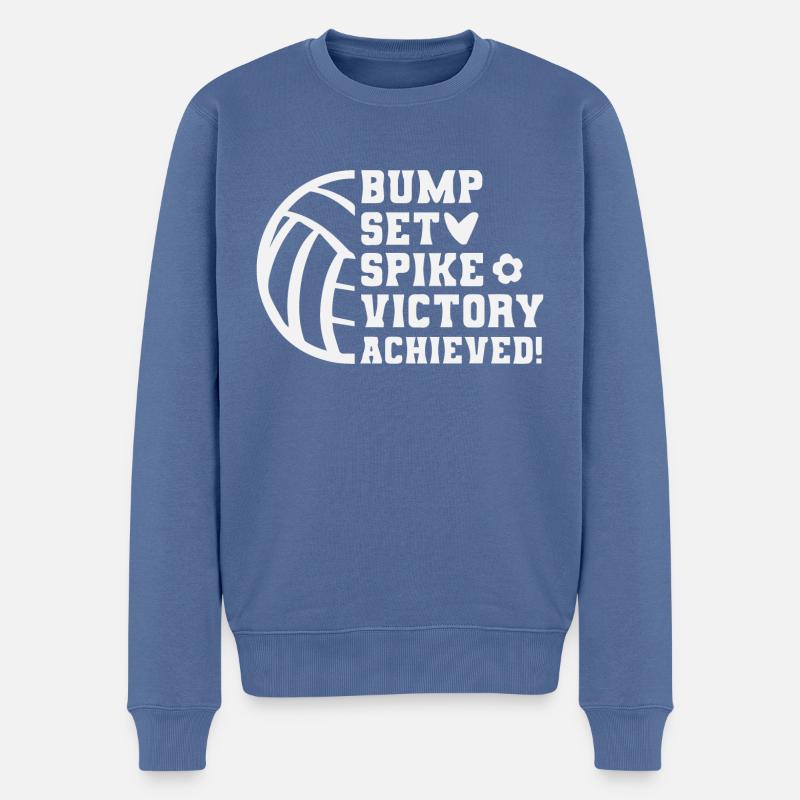 Bump Set Spike Victory Achieved volleyball - Männer Premium Bio Pullover - Taubenblau