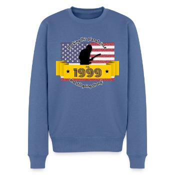 25. Anniversaire Rocking this planet since 07/1999 - Pull Premium bio Homme - bleu pigeon - Devant - Nico (187cm)