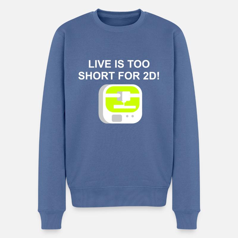 live is too short for 2d - Männer Premium Bio Pullover - Taubenblau