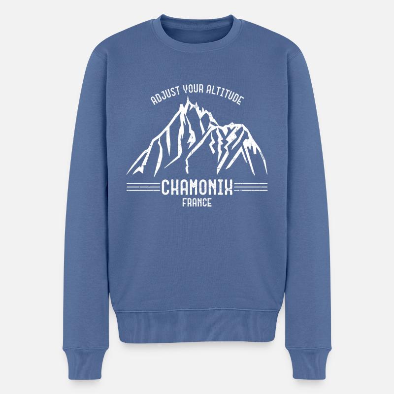 Chamonix France - Männer Premium Bio Pullover - Taubenblau
