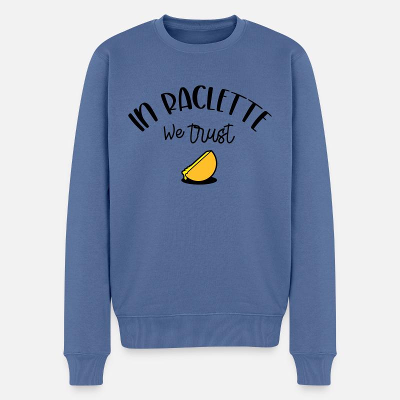 In Raclette We Trust - Pull Premium bio Homme - bleu pigeon