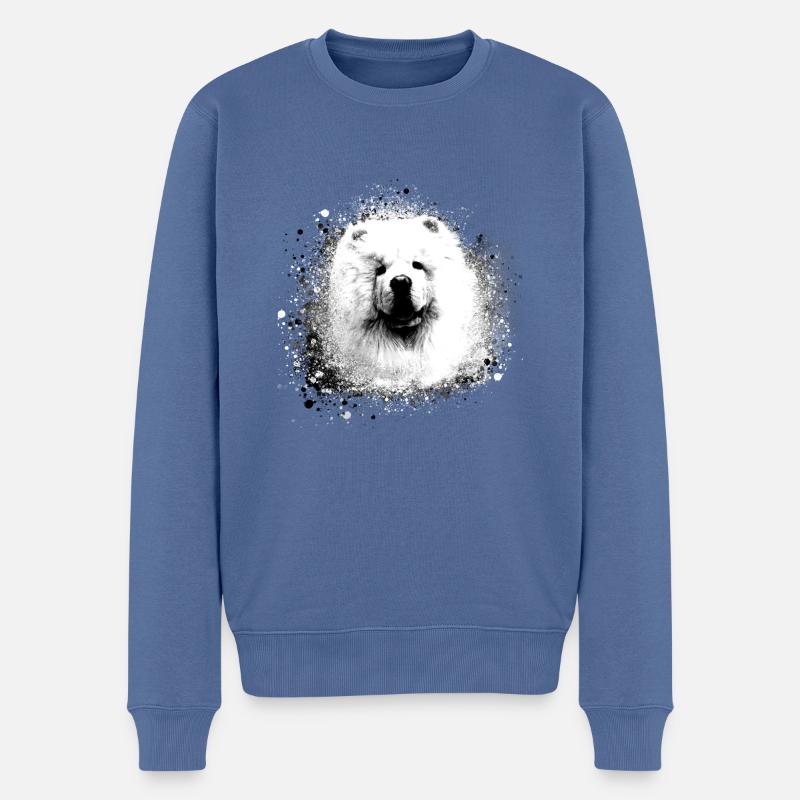 Chow Chow, chien, samojede, peinture, graffiti - Pull Premium bio Homme - bleu pigeon