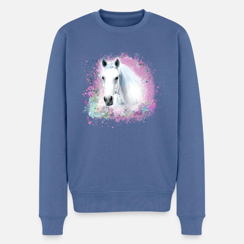 pferd ,schimmel ,graffiti , malerei,weisses pferd - Männer Premium Bio Pullover - Taubenblau