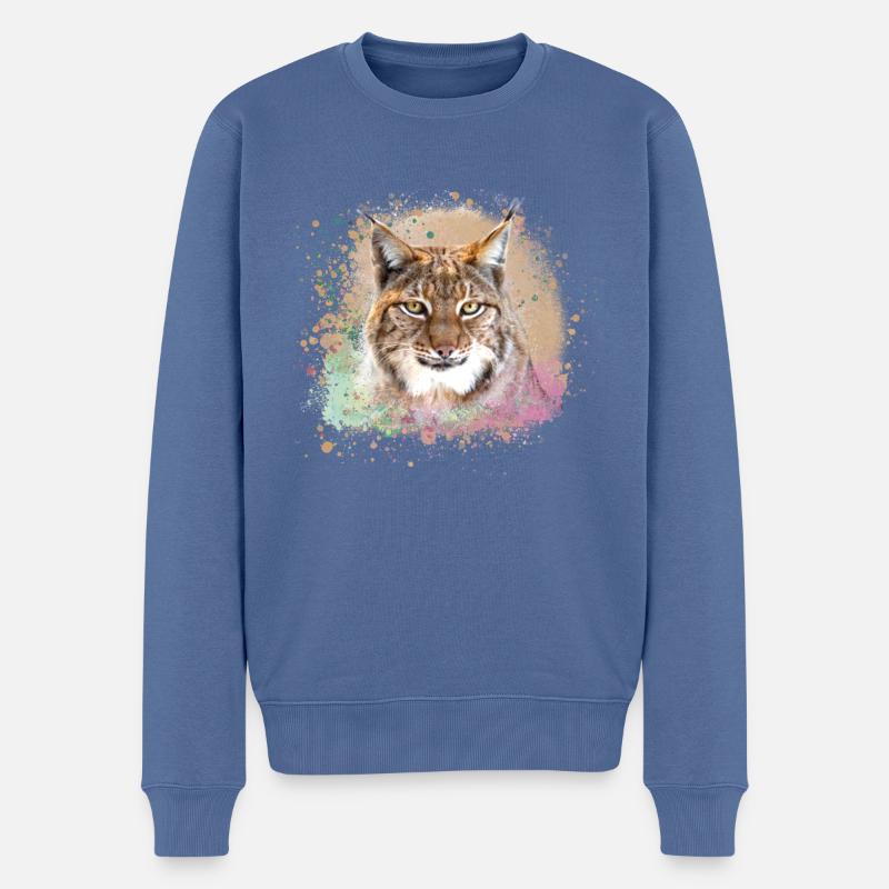 wildkatze,luchs,beige,graffiti,malerei,katze - Männer Premium Bio Pullover - Taubenblau