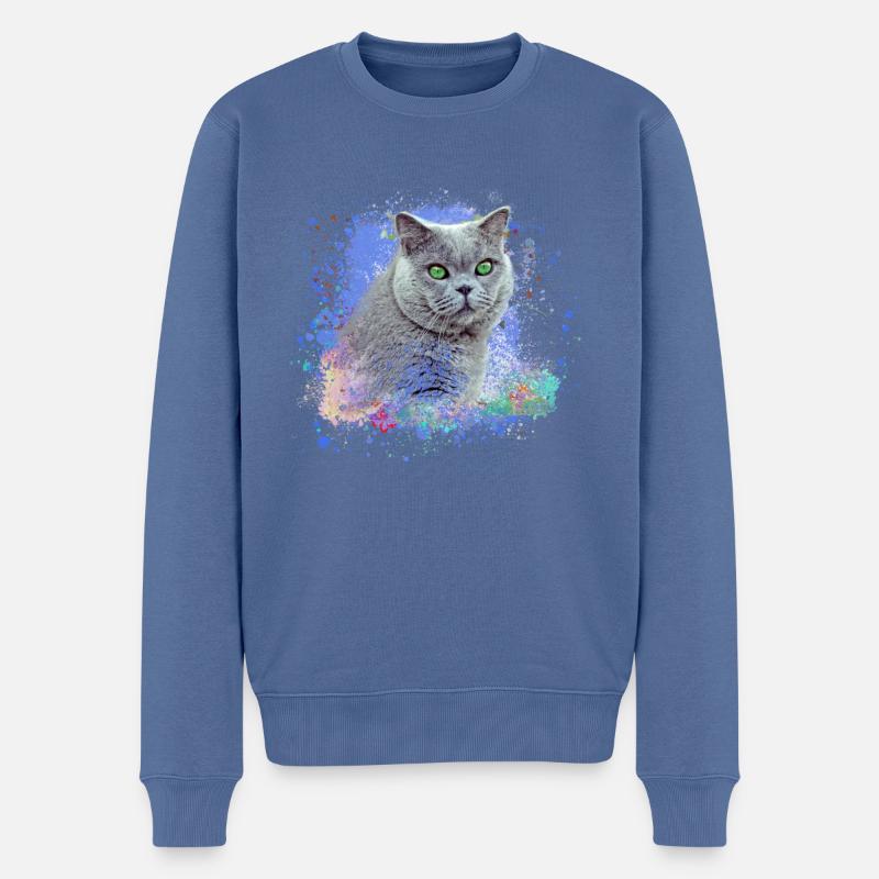 perserkatze,siamkatze,katze,braune katze, graffiti - Männer Premium Bio Pullover - Taubenblau
