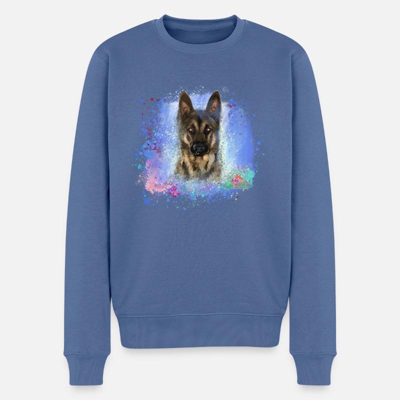 schäferhund ,hund,graffiti, deutscher schäferhund, - Männer Premium Bio Pullover - Taubenblau
