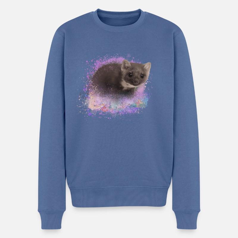 iltis,martre,furets,graffiti,peinture - Pull Premium bio Homme - bleu pigeon