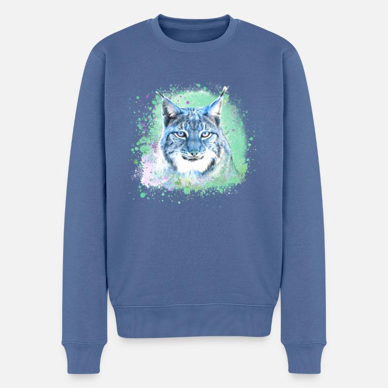 wildkatze,luchs,blau,graffiti,malerei,katze - Männer Premium Bio Pullover - Taubenblau