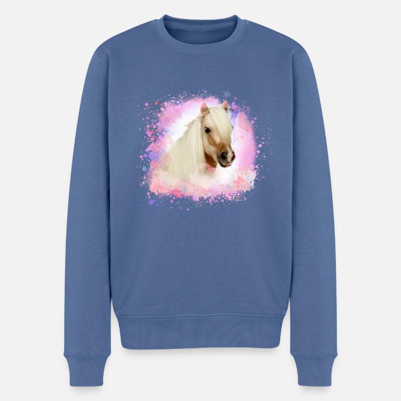 pony, pink, shettland,pferd,pony,weisses pony - Männer Premium Bio Pullover - Taubenblau