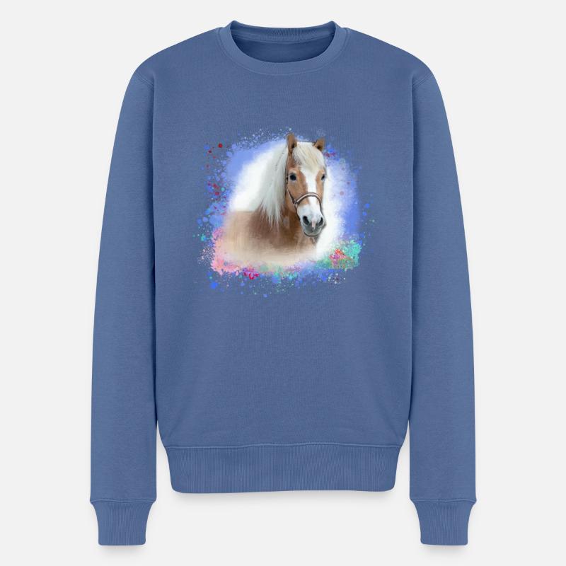 haflinger,pferd,graffiti, malerei, pferdekopf,bunt - Männer Premium Bio Pullover - Taubenblau