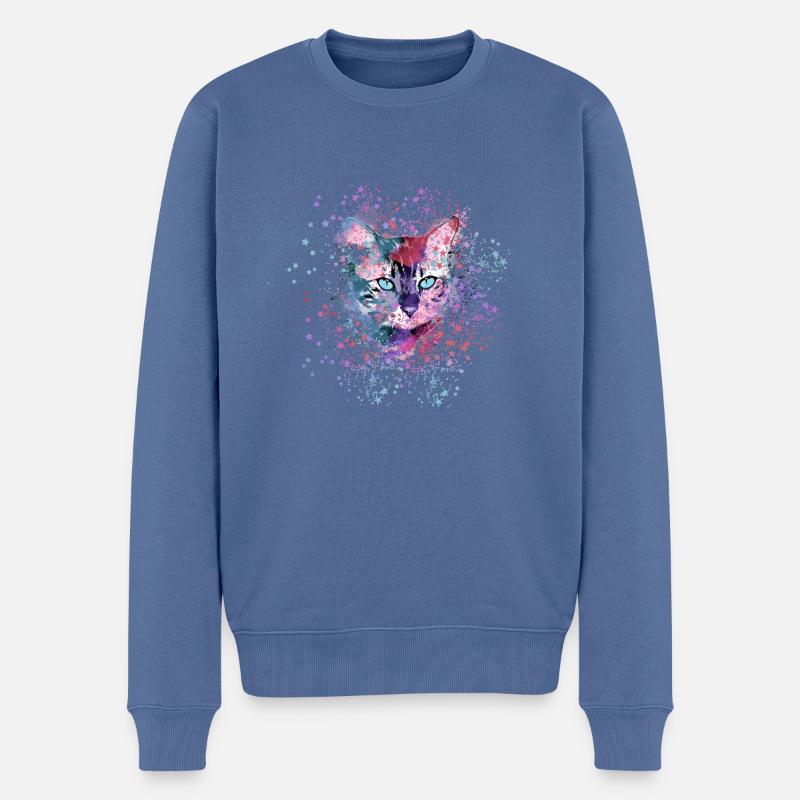katze,bunt, Aquarell, kätzchen,sterne - Männer Premium Bio Pullover - Taubenblau