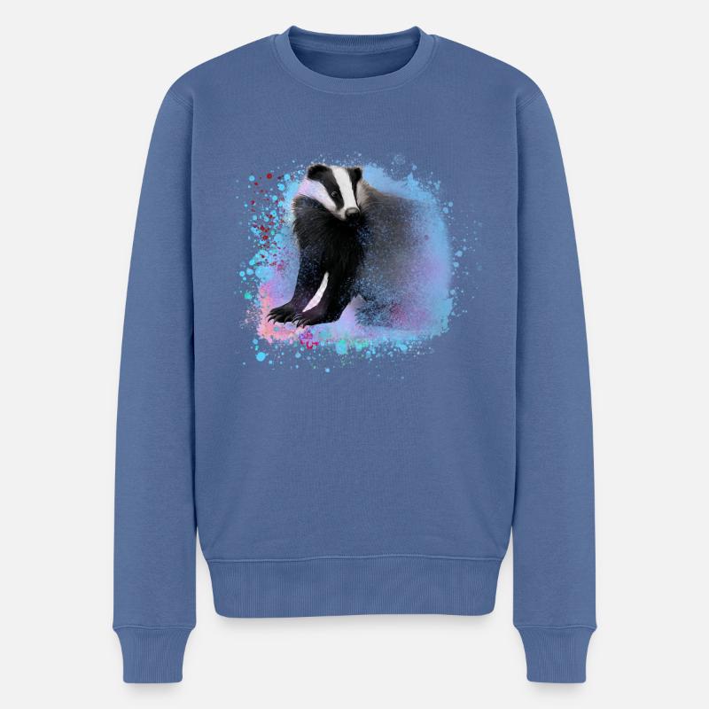 dachs,stinkstier,graffiti,malerei,bunt,blau - Männer Premium Bio Pullover - Taubenblau