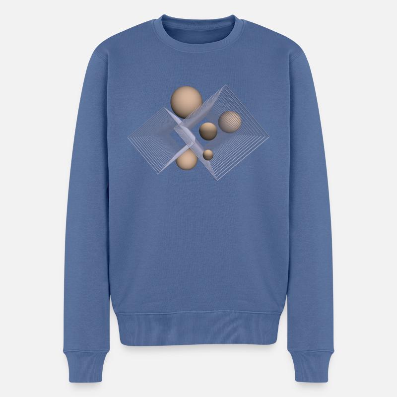 beige et 3D - Pull Premium bio Homme - bleu pigeon