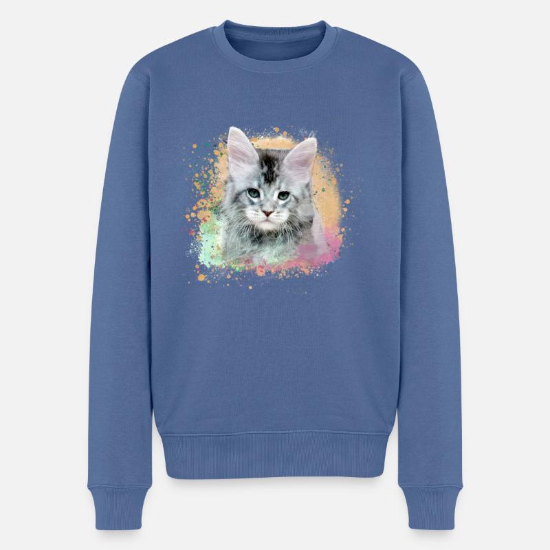 kätzchen,katze,graffiti,malerei, Maine-Coon-Katze, - Männer Premium Bio Pullover - Taubenblau