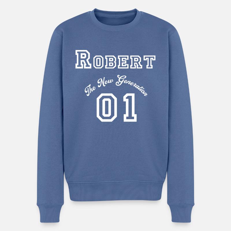 Vorname Robert - "The New Generation", Weiß - Männer Premium Bio Pullover - Taubenblau