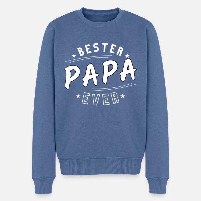 Bester Papa ever - Männer Premium Bio Pullover - Taubenblau
