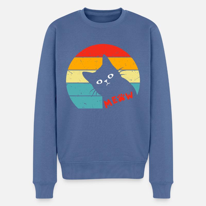 Chat noir rétro 3 - Pull Premium bio Homme - bleu pigeon