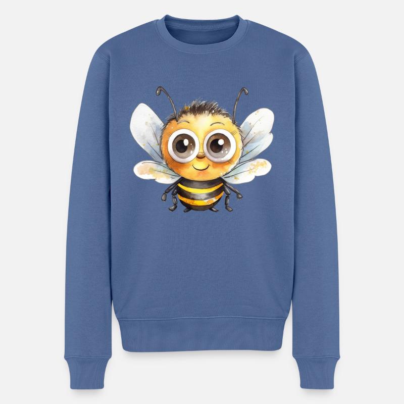 Hummel Wasserfarben Zeichnung - Männer Premium Bio Pullover - Taubenblau
