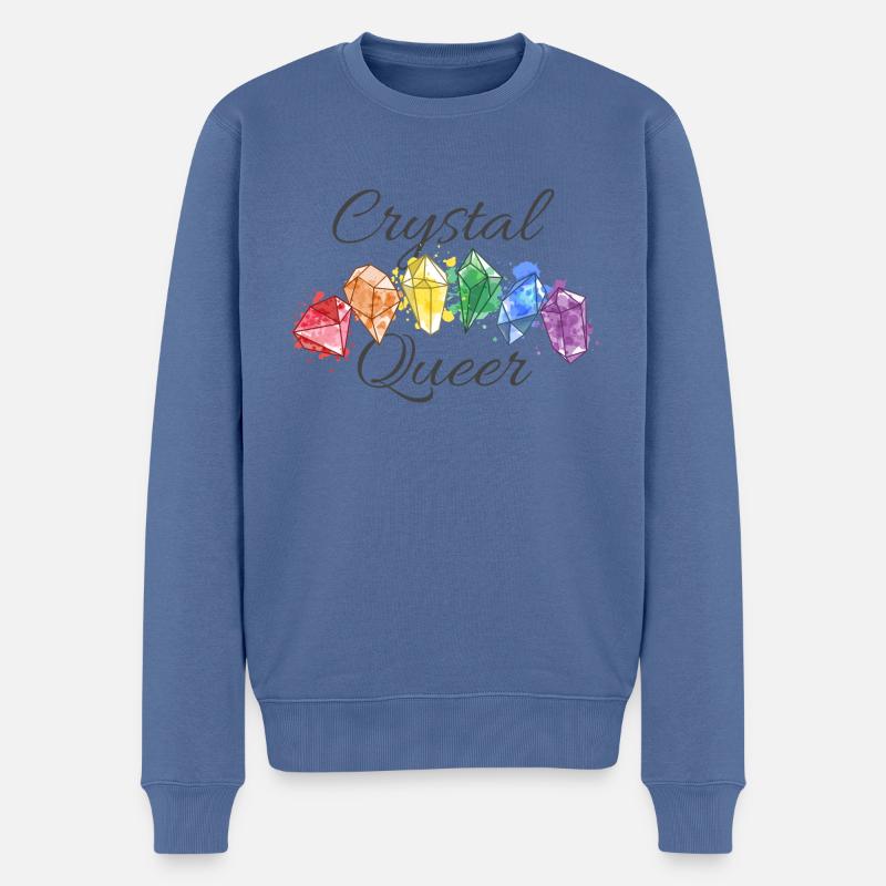 Crystal Queer Gay Pride Regenbogen Kristalle - Männer Premium Bio Pullover - Taubenblau