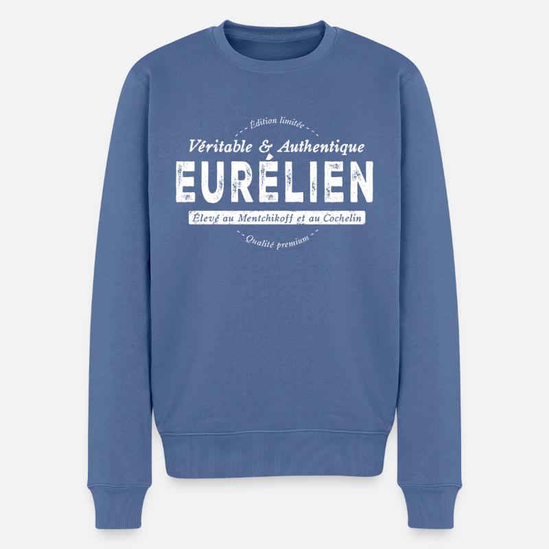 Eurélien de l'Eure et Loire - Pull Premium bio Homme - bleu pigeon