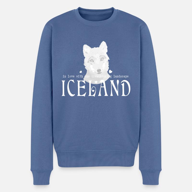 Iceland fox - Männer Premium Bio Pullover - Taubenblau