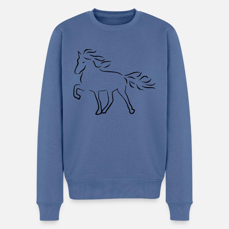 Islandpferd - Männer Premium Bio Pullover - Taubenblau