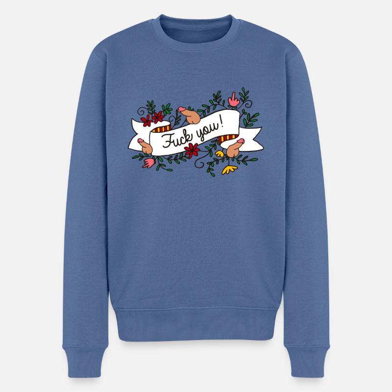Fuck you - Männer Premium Bio Pullover - Taubenblau