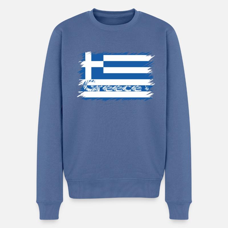 Griechenland - Männer Premium Bio Pullover - Taubenblau