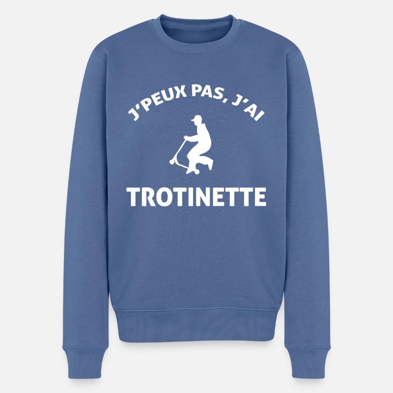 JE PEUX J AI TROTINETTE - Pull Premium bio Homme - bleu pigeon
