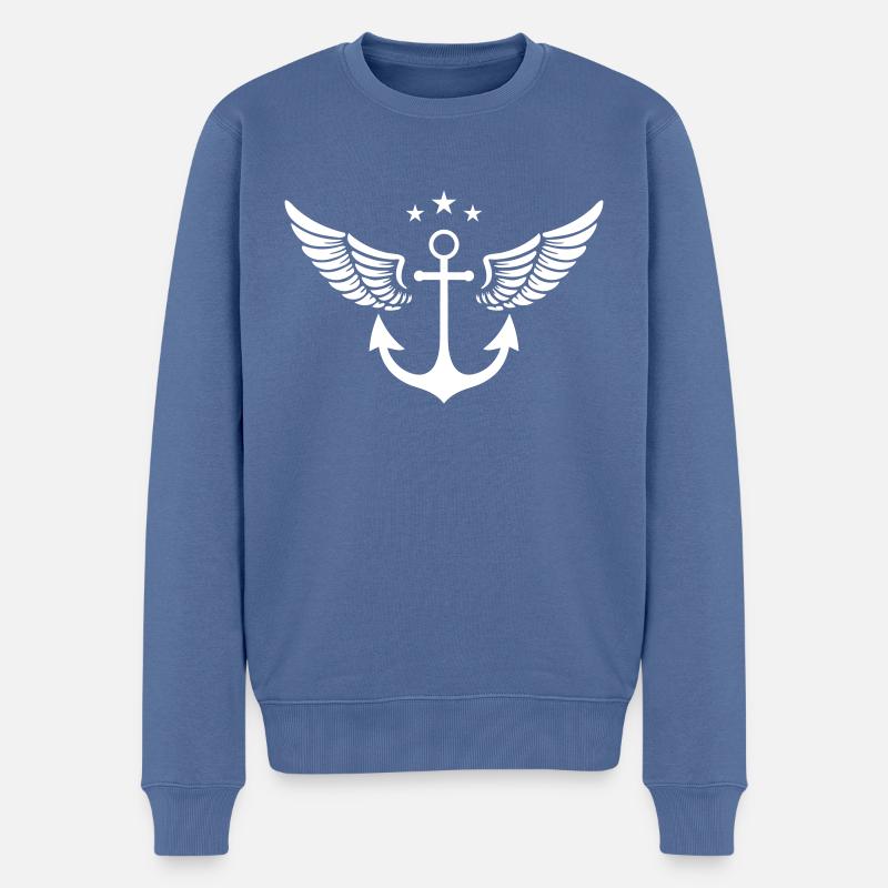 anker symbol flügel - Männer Premium Bio Pullover - Taubenblau