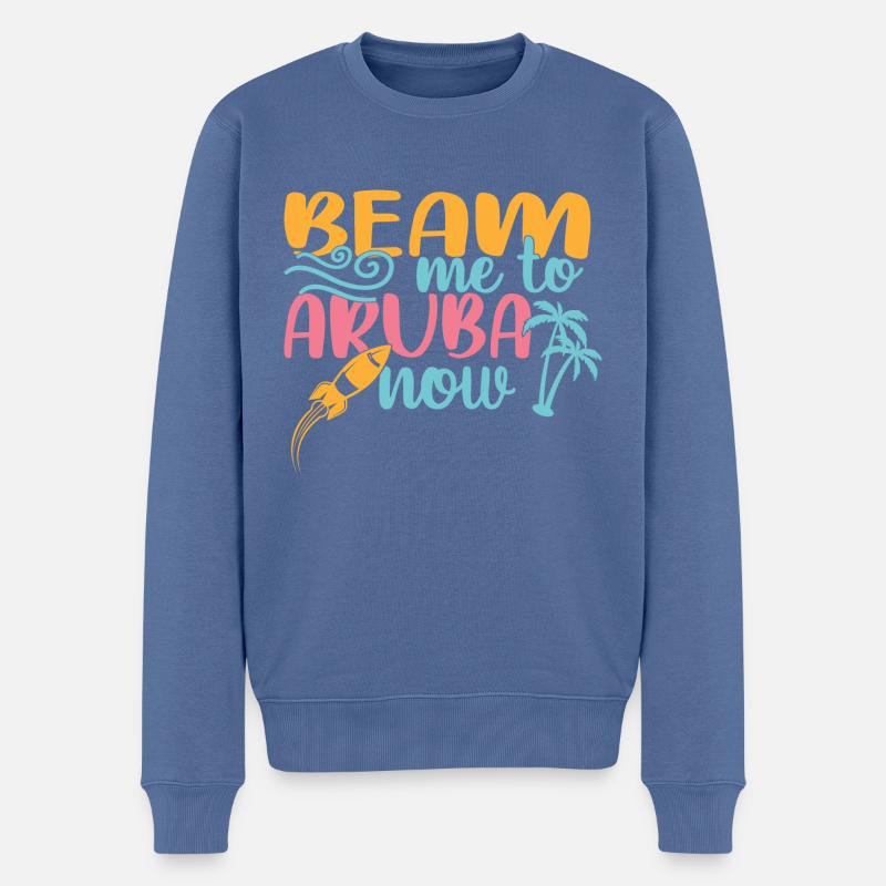 Aruba - Männer Premium Bio Pullover - Taubenblau