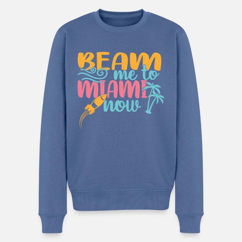 Miami Florida - Pull Premium bio Homme - bleu pigeon