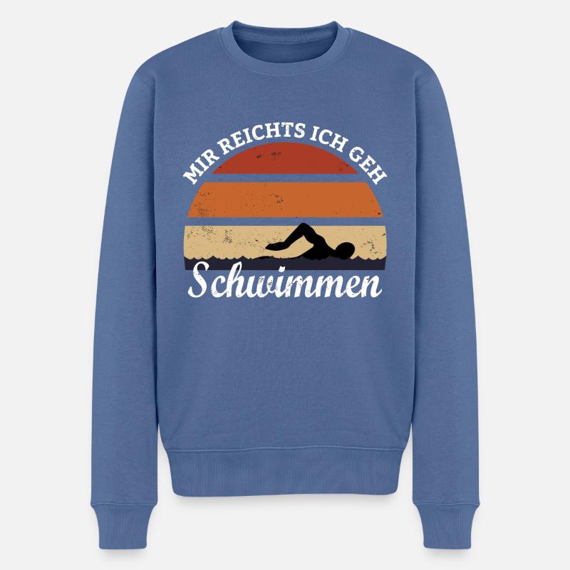 Schwimmen Schwimmer Schwimmerin Meer Wasser Pool - Männer Premium Bio Pullover - Taubenblau