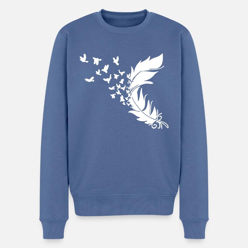 Feder - Männer Premium Bio Pullover - Taubenblau