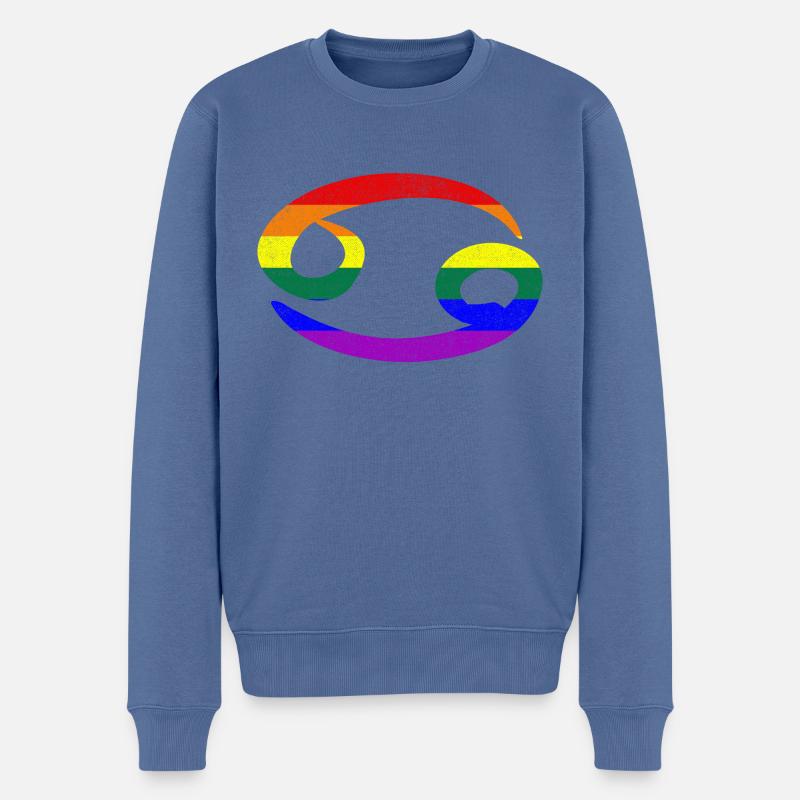 LGBT Gay Pride Flagge Krebs Sternzeichen - Männer Premium Bio Pullover - Taubenblau