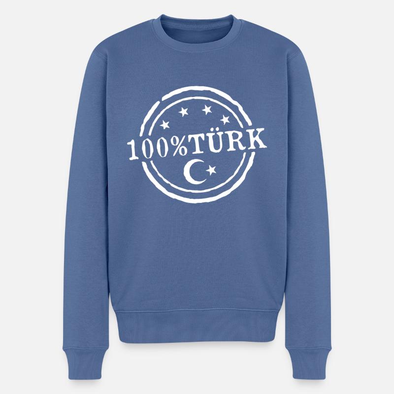 Türke 100% Türk - Männer Premium Bio Pullover - Taubenblau