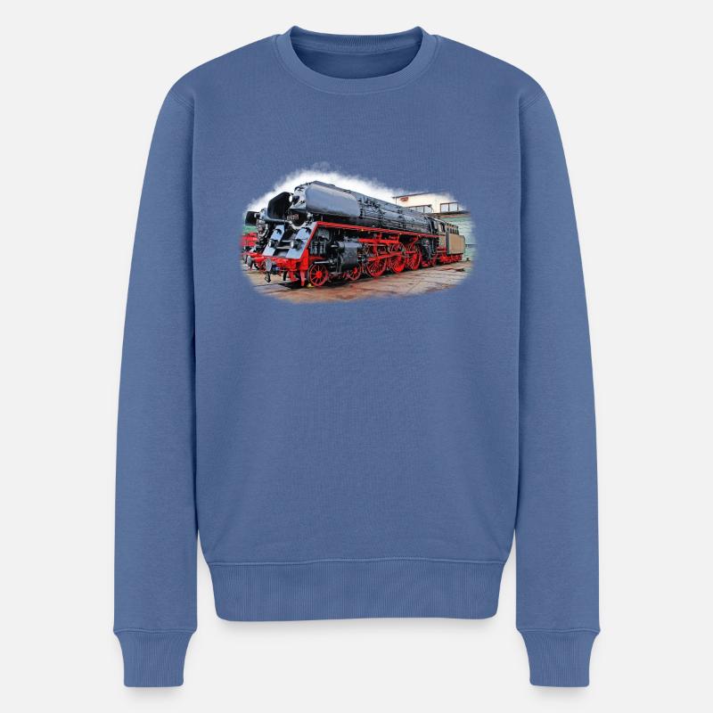 Dampflok 01 1531 - Männer Premium Bio Pullover - Taubenblau