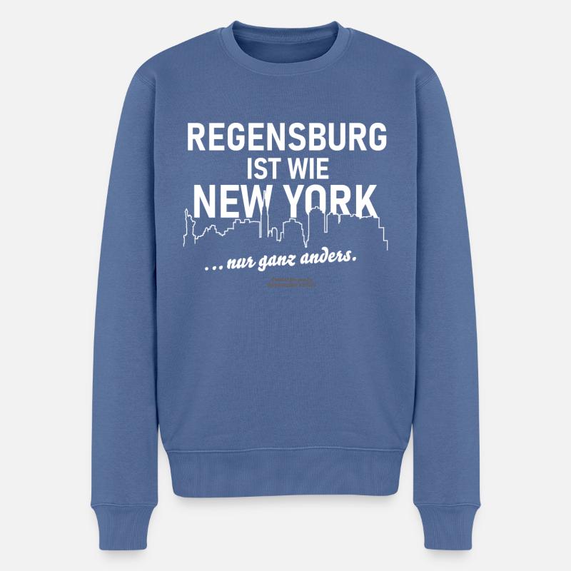 Regensburg - Männer Premium Bio Pullover - Taubenblau