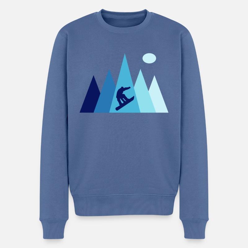 Snowboard vintage Snowboarder Berg - Männer Premium Bio Pullover - Taubenblau