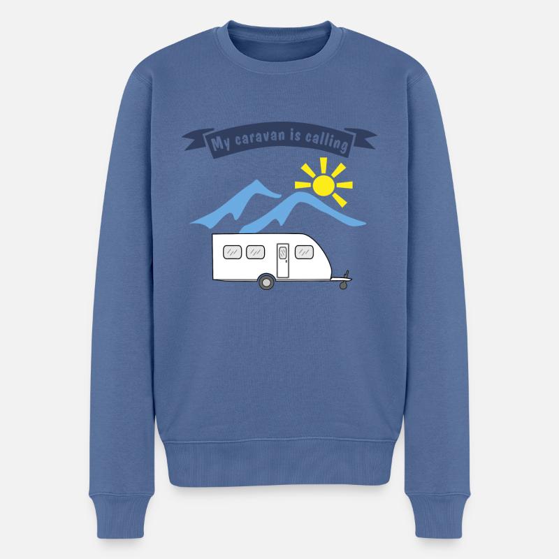 caravane appelle - Pull Premium bio Homme - bleu pigeon