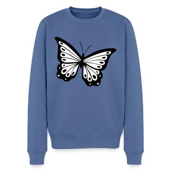 schmetterling - Männer Premium Bio Pullover - Taubenblau - Vorne - Nico (187cm)